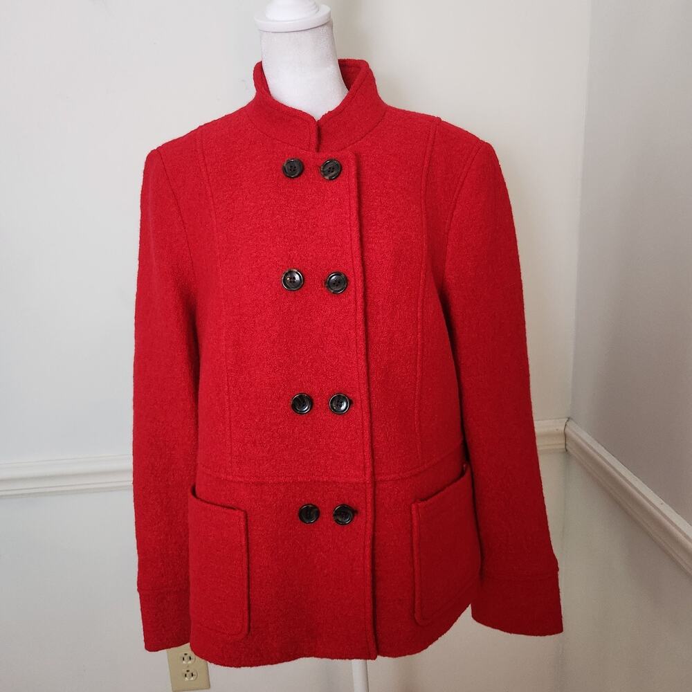 New Talbots Coat Sz 14 Womens Double Breasted Red Wool Blnd Jacket Career Casual